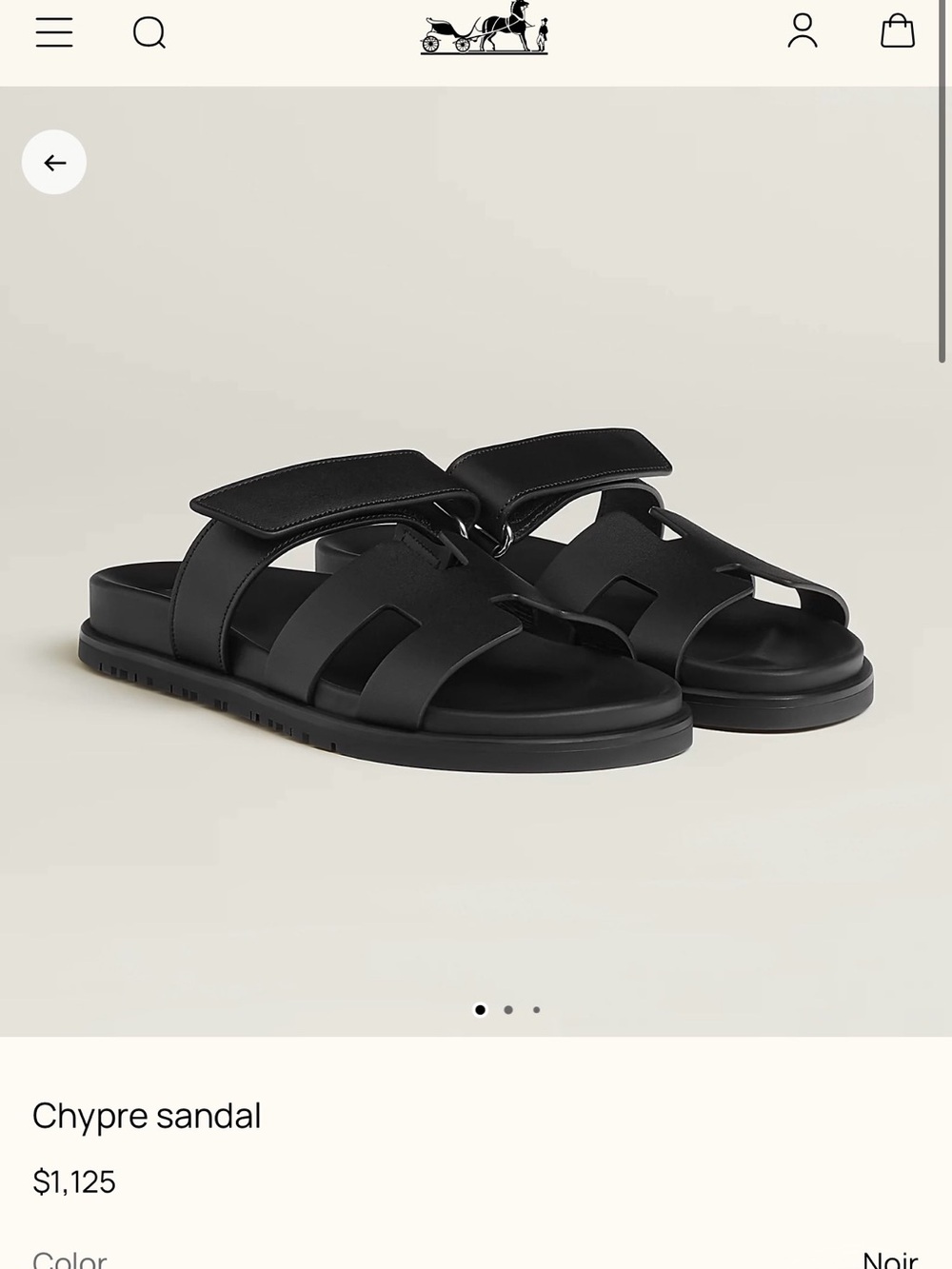 Hermes Chypre Sandal Black Leather - Picture 2 of 8